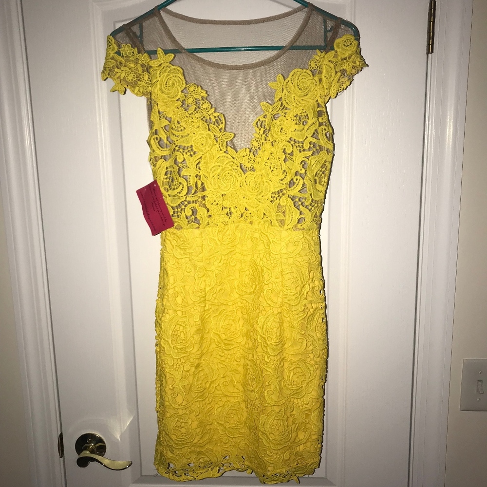 Yellow lace dress